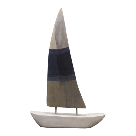 Table decoration ship Elize Inart white-grey-blue mango wood-iron 30.5x5x48.5cm