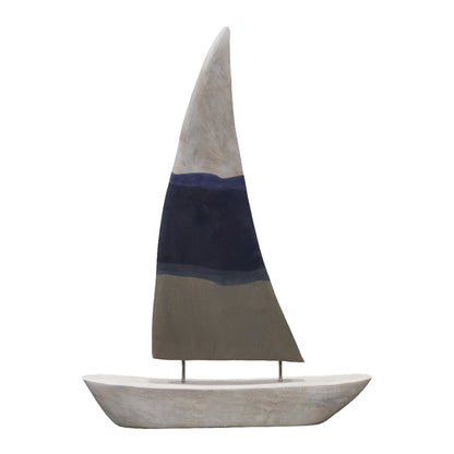 Table decoration ship Elize Inart white-grey-blue mango wood-iron 40.5x5x57.5cm