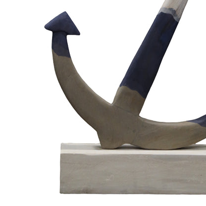 Table decoration marine anchor Elize Inart white-grey-blue mango wood 37.5x7.5x52cm