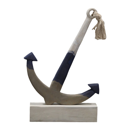 Table decoration marine anchor Elize Inart white-grey-blue mango wood 37.5x7.5x52cm