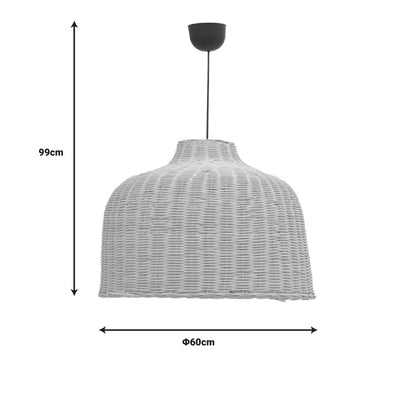 Ziquel Inart rattan ceiling lamp in natural shade Φ60x99cm