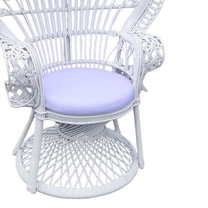 Armchair Dorothy Inart with white cushion-white rattan 115x57x150cm