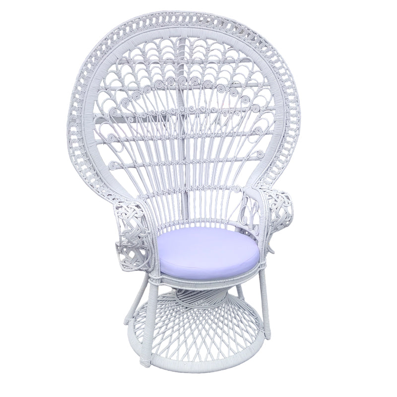 Armchair Dorothy Inart with white cushion-white rattan 115x57x150cm