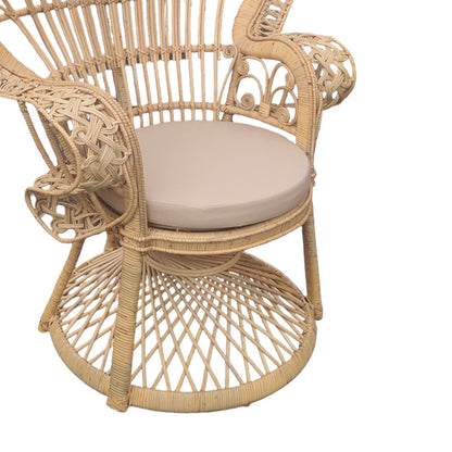 Armchair Dorothy Inart with beige cushion-natural rattan 115x57x150cm