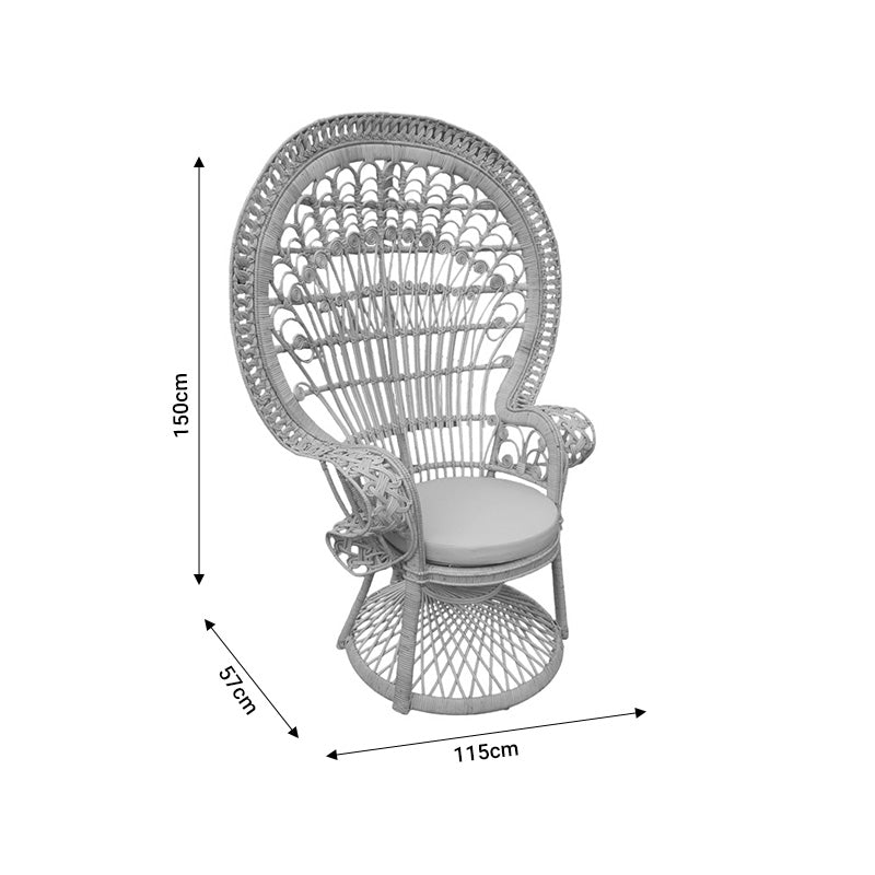 Armchair Dorothy Inart with beige cushion-natural rattan 115x57x150cm