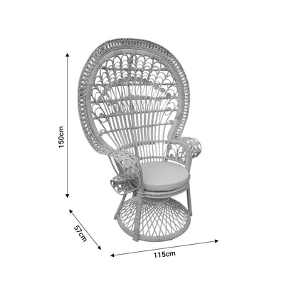 Armchair Dorothy Inart with beige cushion-natural rattan 115x57x150cm