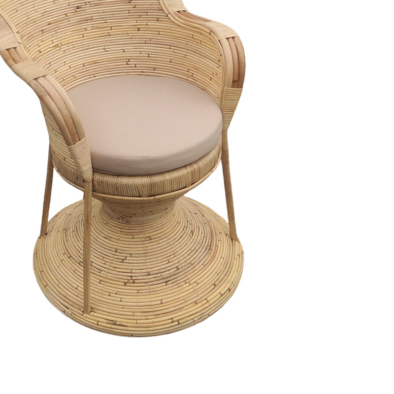 Armchair Rea Inart with beige cushion-natural rattan 85x85x141cm