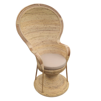 Armchair Rea Inart with beige cushion-natural rattan 85x85x141cm