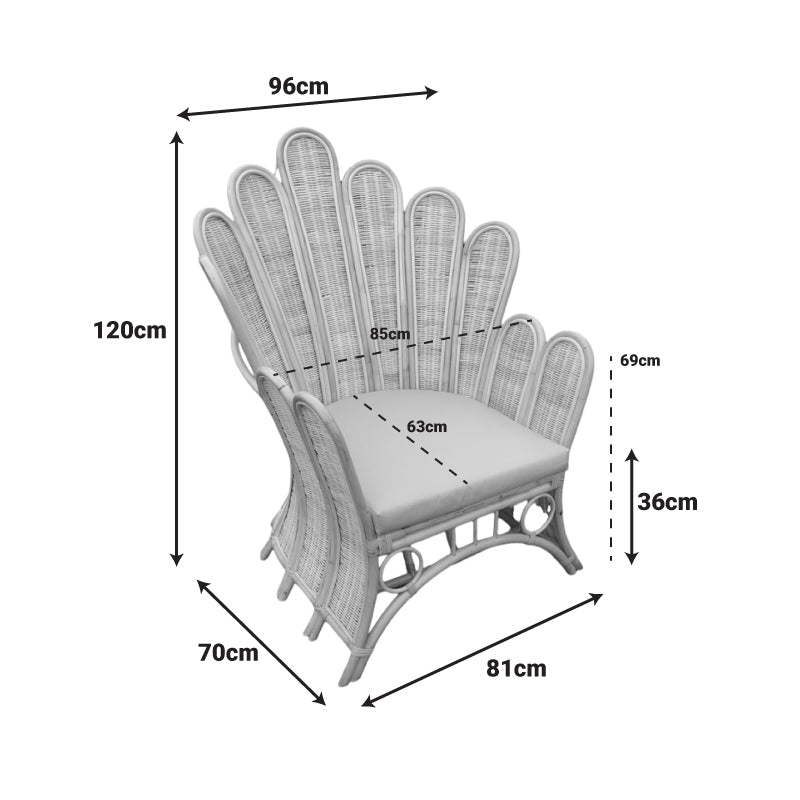 Armchair Fragia Inart with beige cushion-natural rattan 85x96x120cm