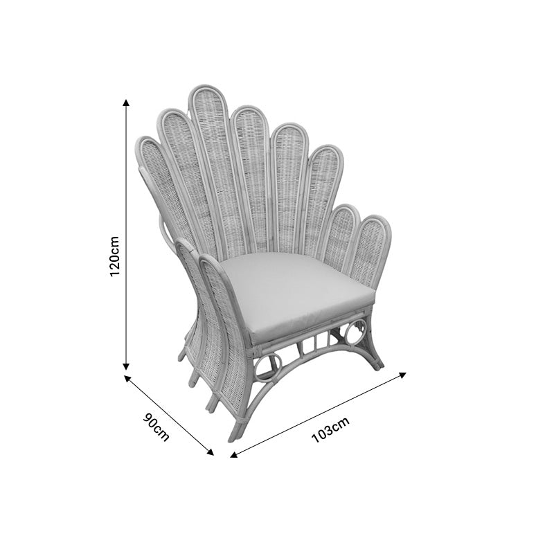 Armchair Fragia Inart with beige cushion-natural rattan 103x90x120cm