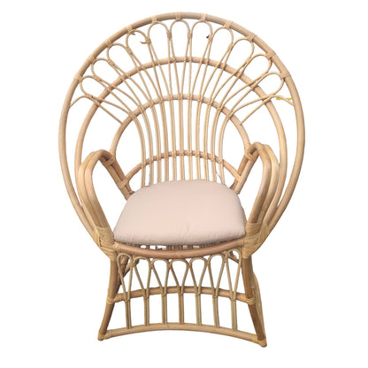 Armchair Boloni Inart with beige cushion-natural rattan 100x67x120cm