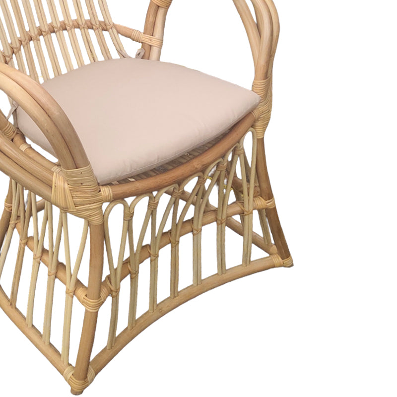 Armchair Boloni Inart with beige cushion-natural rattan 100x67x120cm