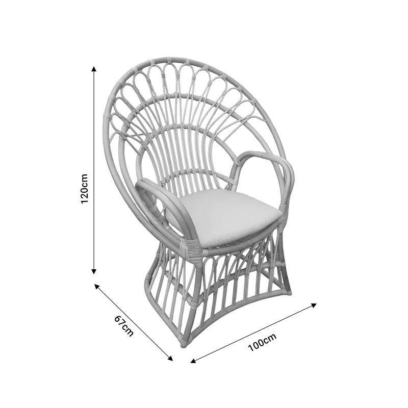 Armchair Boloni Inart with beige cushion-natural rattan 100x67x120cm