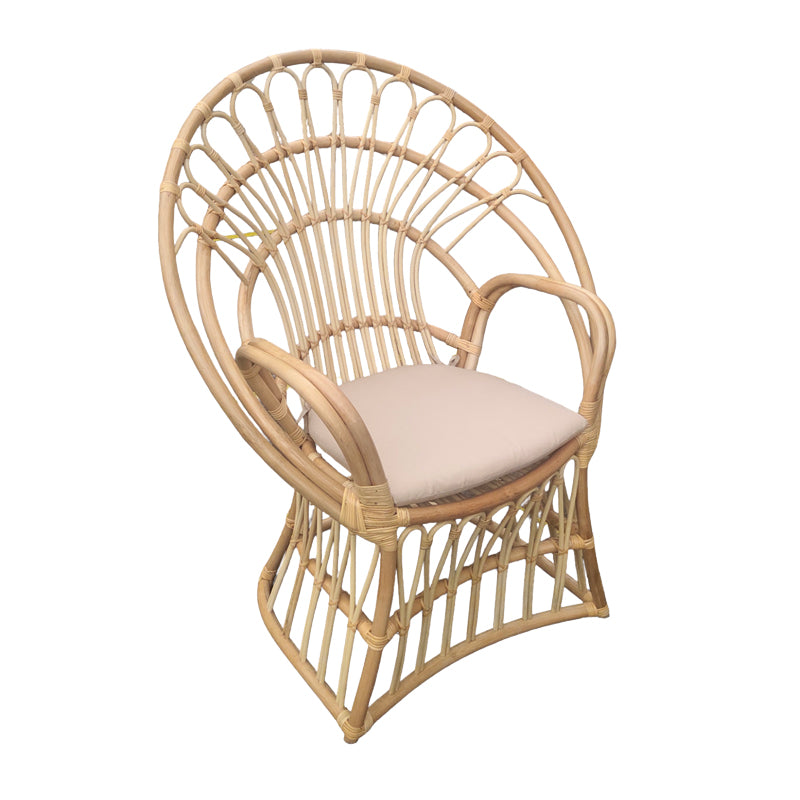 Armchair Boloni Inart with beige cushion-natural rattan 100x67x120cm