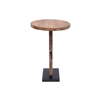 Tiky Inart coffee table natural-black solid teak wood 42x42x46cm