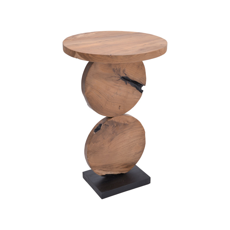 Tiky Inart coffee table natural-black solid teak wood 42x42x46cm