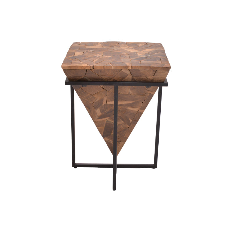 Side table Midpy Inart natural wood teak-black metal 40x40x55cm