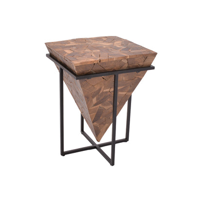 Side table Midpy Inart natural wood teak-black metal 40x40x55cm