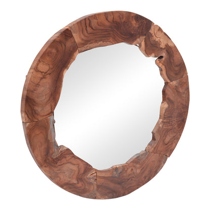 Mirror Crest Inart natural solid teak wood D80x4cm