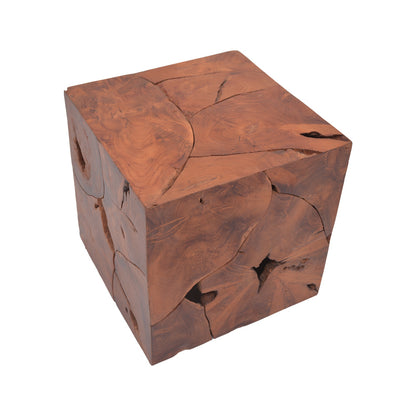 Boxy Inart stool natural solid teak wood 40x40x40cm