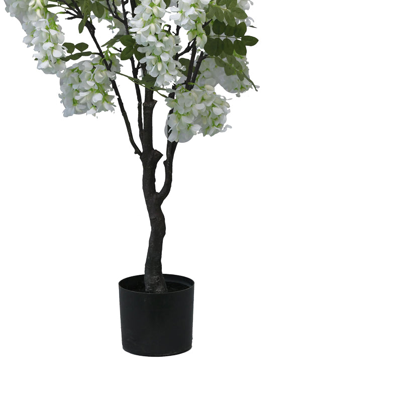 Decorative plant Bean flowers in a pot Inart white pp H125cm