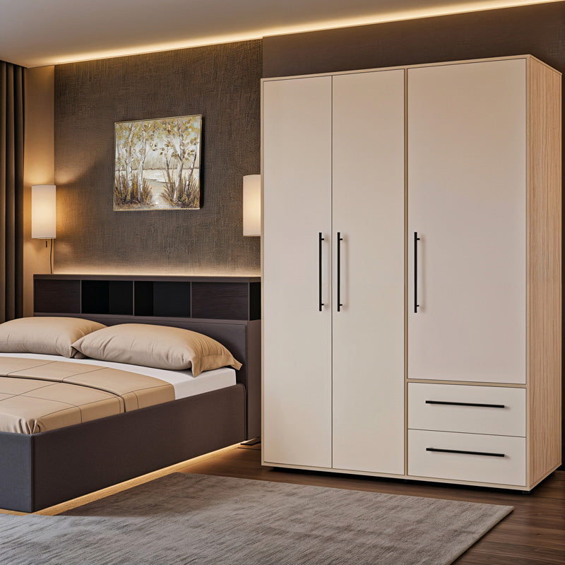 Wardrobe Razol 3 doors white-sonoma melamine 144.5x59x200cm