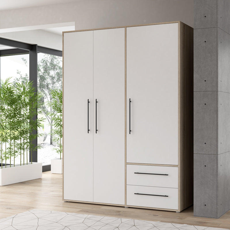 Wardrobe Razol 3 doors white-sonoma melamine 144.5x59x200cm