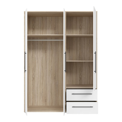 Wardrobe Razol 3 doors white-sonoma melamine 144.5x59x200cm