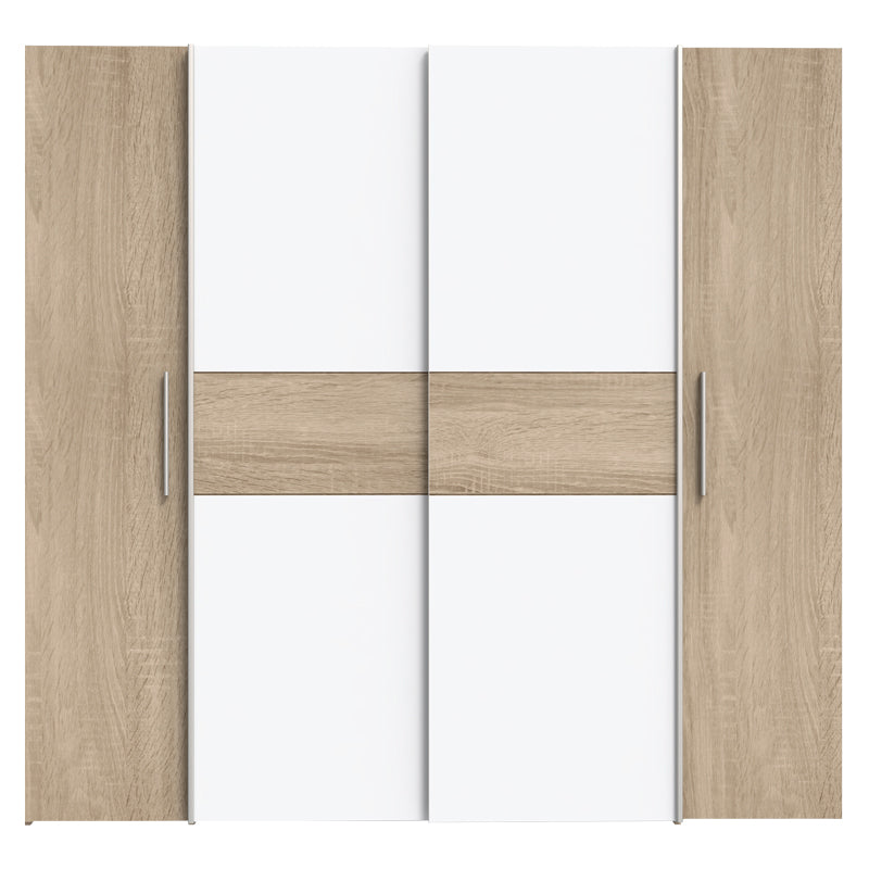 Wardrobe Closet pakoworld 4 doors sonoma oak-white melamine 200x61.5x190.5cm