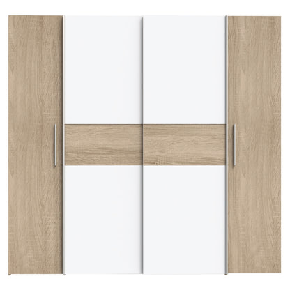 Wardrobe Closet pakoworld 4 doors sonoma oak-white melamine 200x61.5x190.5cm