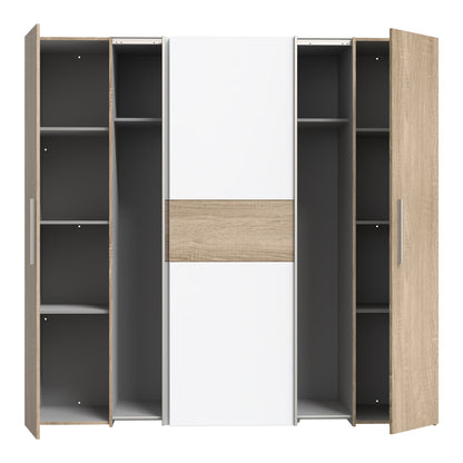 Wardrobe Closet pakoworld 4 doors sonoma oak-white melamine 200x61.5x190.5cm