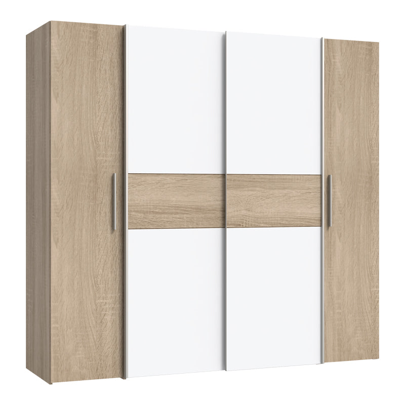 Wardrobe Closet pakoworld 4 doors sonoma oak-white melamine 200x61.5x190.5cm