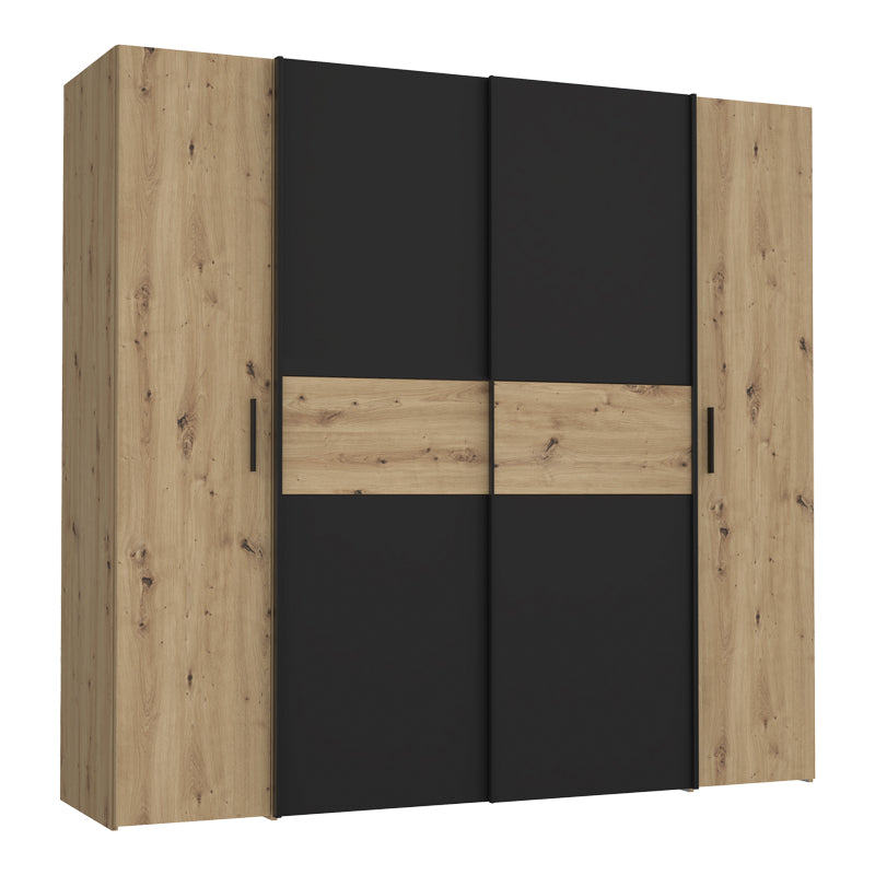 Wardrobe Bekerk black-oak melamine 200x61.5x190.5cm