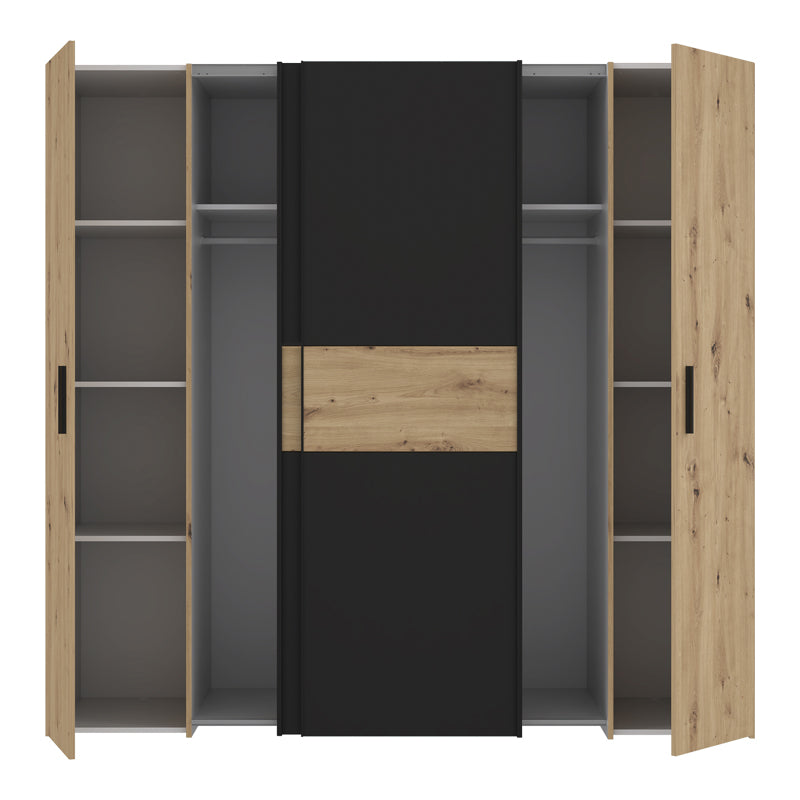 Wardrobe Bekerk black-oak melamine 200x61.5x190.5cm