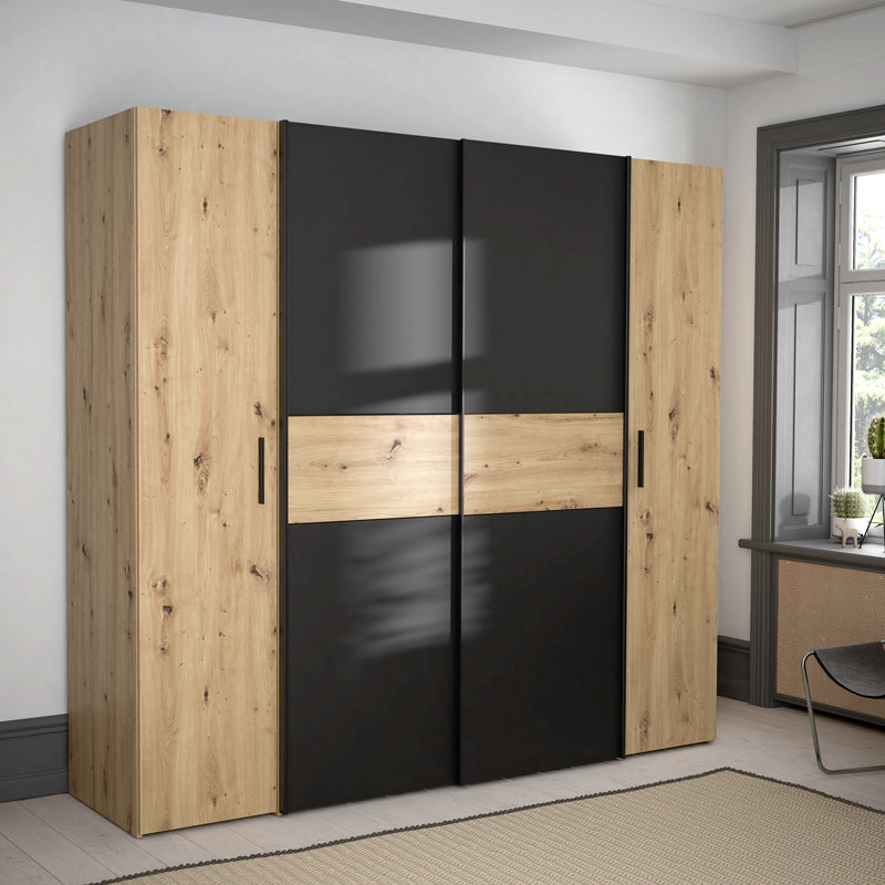 Wardrobe Bekerk black-oak melamine 200x61.5x190.5cm
