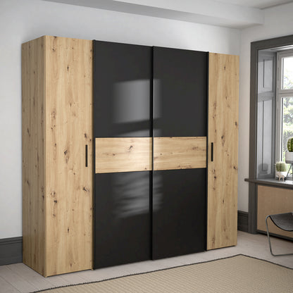 Wardrobe Bekerk black-oak melamine 200x61.5x190.5cm