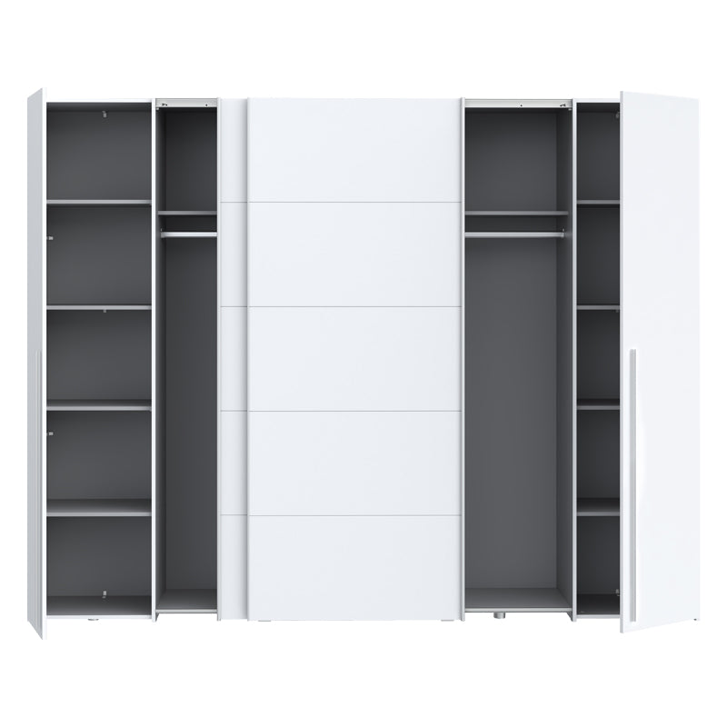Wardrobe Verzo pakoworld 4 doors white melamine 270.5x61.5x210.5cm