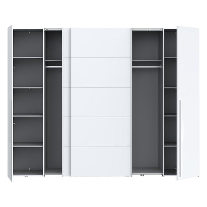 Wardrobe Verzo pakoworld 4 doors white melamine 270.5x61.5x210.5cm