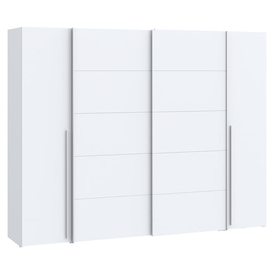 Wardrobe Verzo pakoworld 4 doors white melamine 270.5x61.5x210.5cm