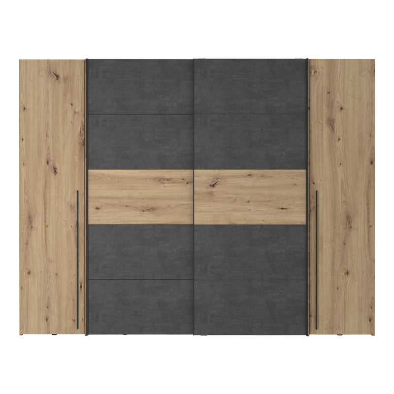 4-door wardrobe Verzo oak-anthracite melamine 270.5x61.5x210.5cm