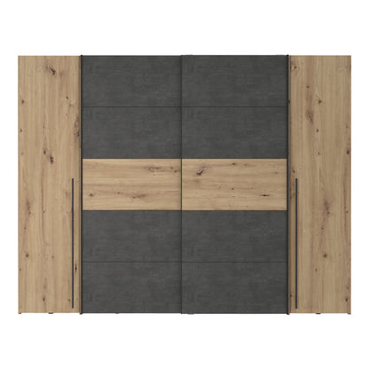 4-door wardrobe Verzo oak-anthracite melamine 270.5x61.5x210.5cm