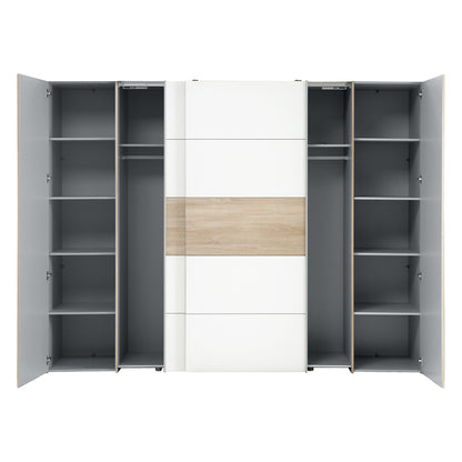 4-door wardrobe Verzo pakoworld oak-white melamine 270.5x61.5x210.5cm