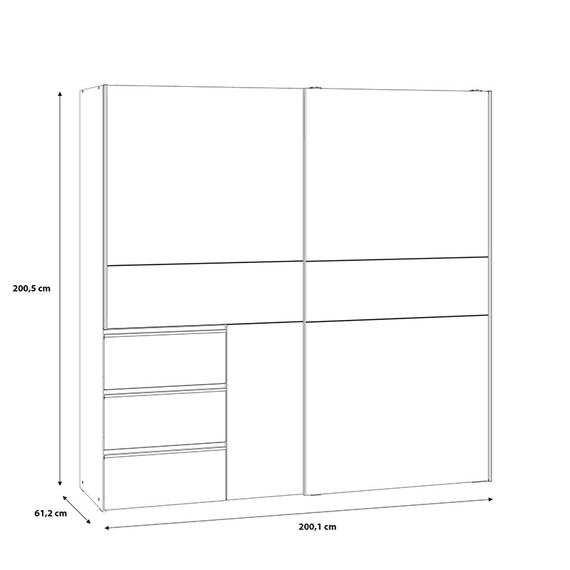 2-door ardrobe Gotion pakoworld white melamine 200x61x200.5cm