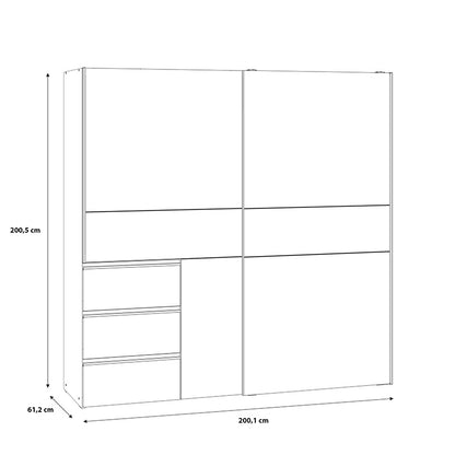 2-door ardrobe Gotion pakoworld white melamine 200x61x200.5cm