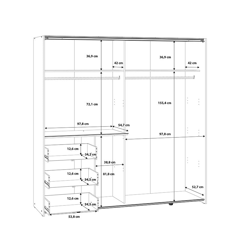 2-door ardrobe Gotion pakoworld white melamine 200x61x200.5cm