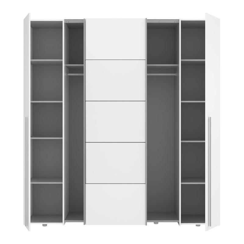 4-door wardrobe Lamore pakoworld white melamine 200x61.5x210.5cm