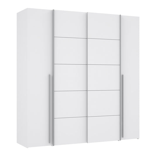 4-door wardrobe Lamore pakoworld white melamine 200x61.5x210.5cm