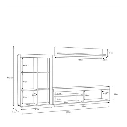 Living room complex Zorbi pakoworld white-sonoma oak melamine 265x41x158.5cm