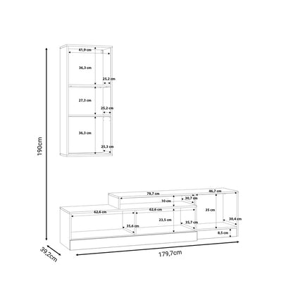 Living room complex Halmi pakoworld white-oak μελαμίνης 180x39x190cm