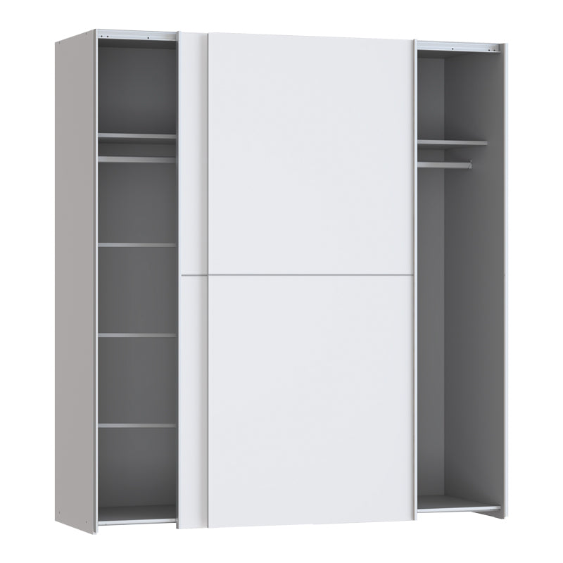 Wardrobe Noez pakoworld 2 doors with shelves white melamine 170.5x61x190.5cm